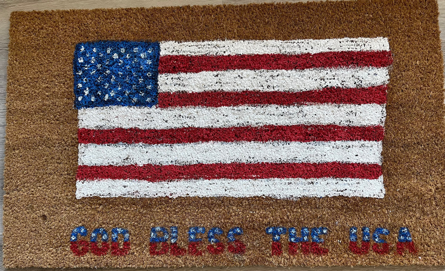 God Bless The USA coir doormat