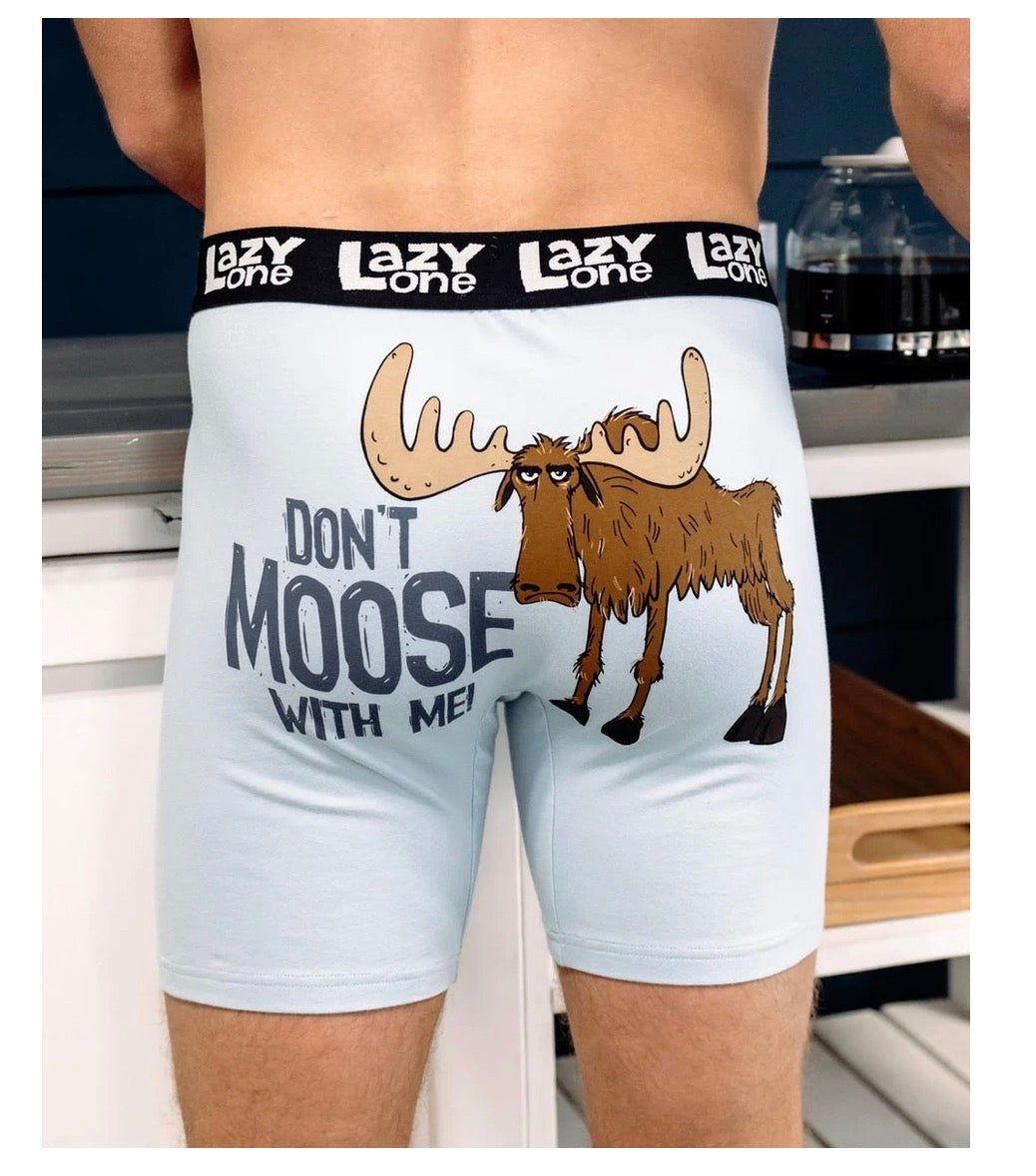 Don't Moose With Me Blue Men's Boxer Briefs