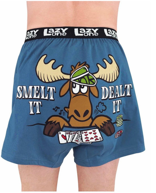 Smelt It Dealt It Men's Funny Moose Boxer