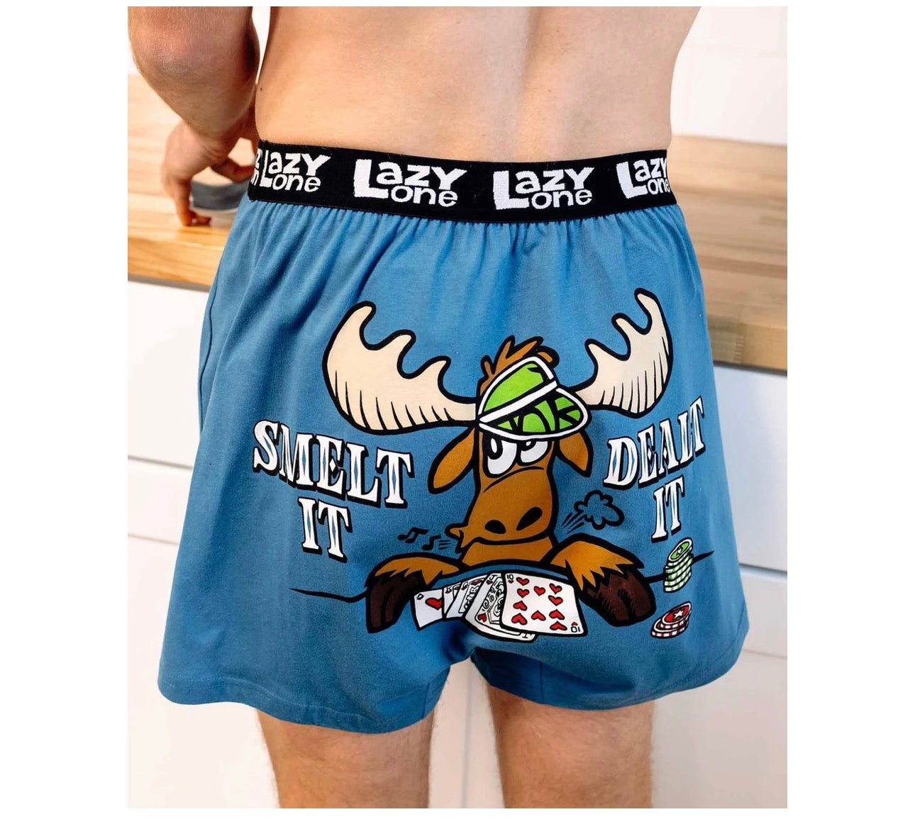 Smelt It Dealt It Men's Funny Moose Boxer