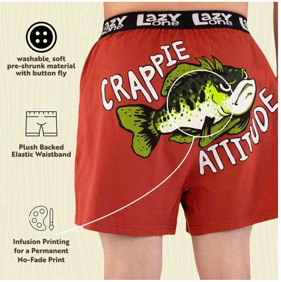 Crappie Attitude Men's Funny Fish Boxer