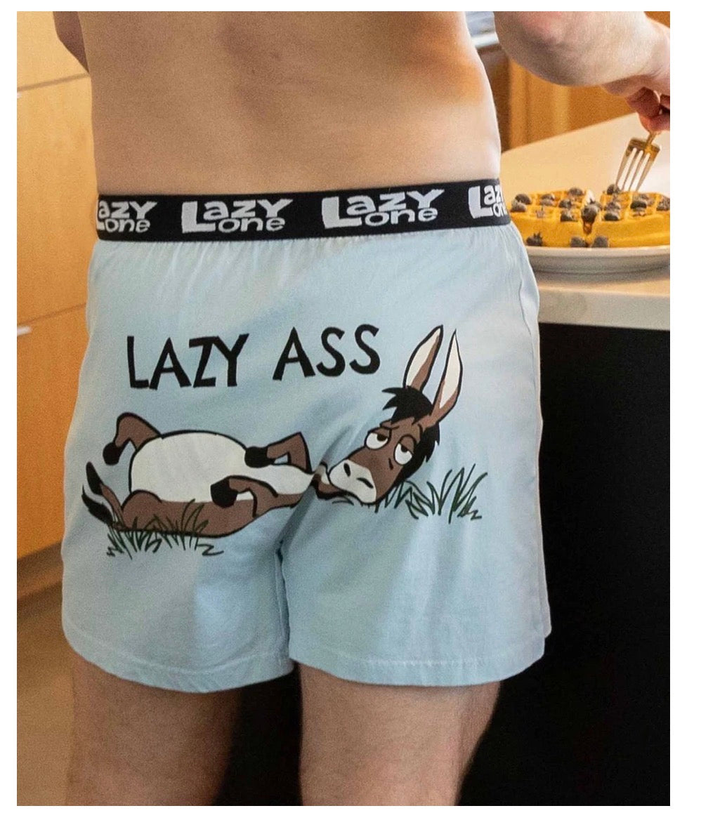 Lazy Ass Donkey Funny Blue Boxer