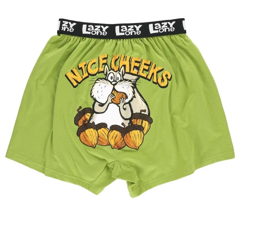 Nice Cheeks Green Men's Squirrel Funny Boxer