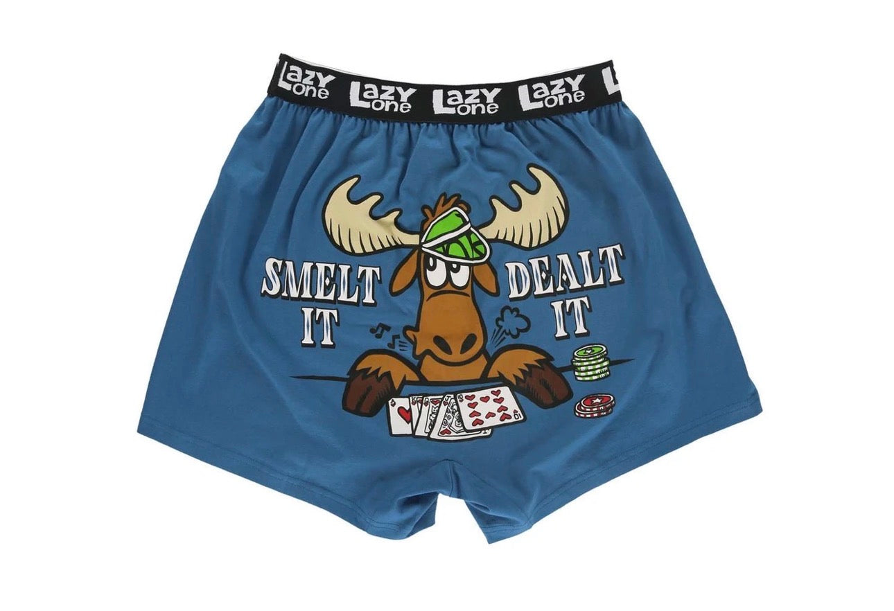 Smelt It Dealt It Men's Funny Moose Boxer