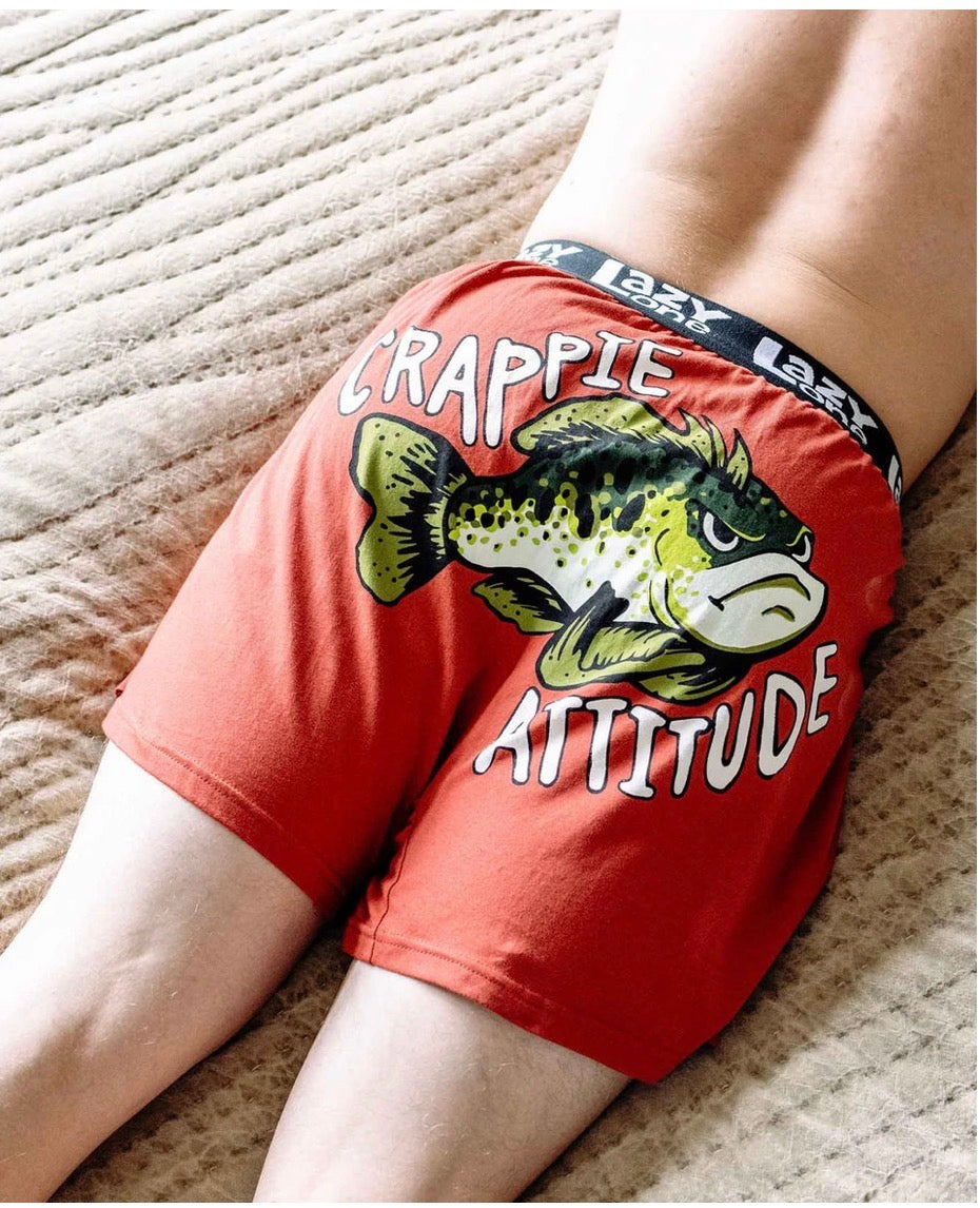 Crappie Attitude Men's Funny Fish Boxer