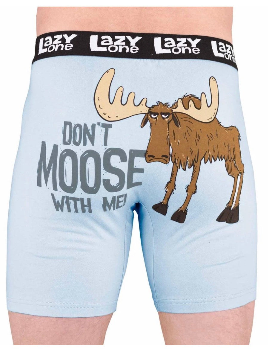 Don't Moose With Me Blue Men's Boxer Briefs