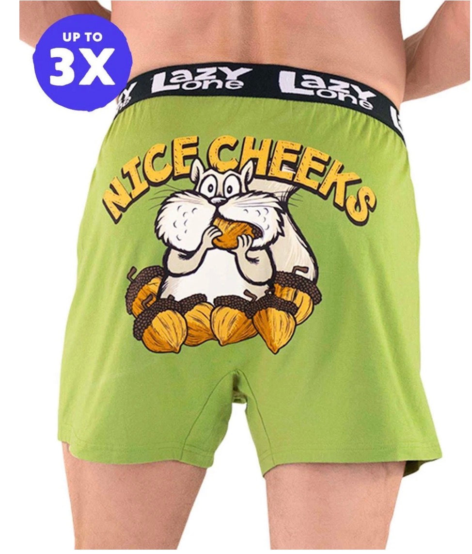 Nice Cheeks Green Men's Squirrel Funny Boxer
