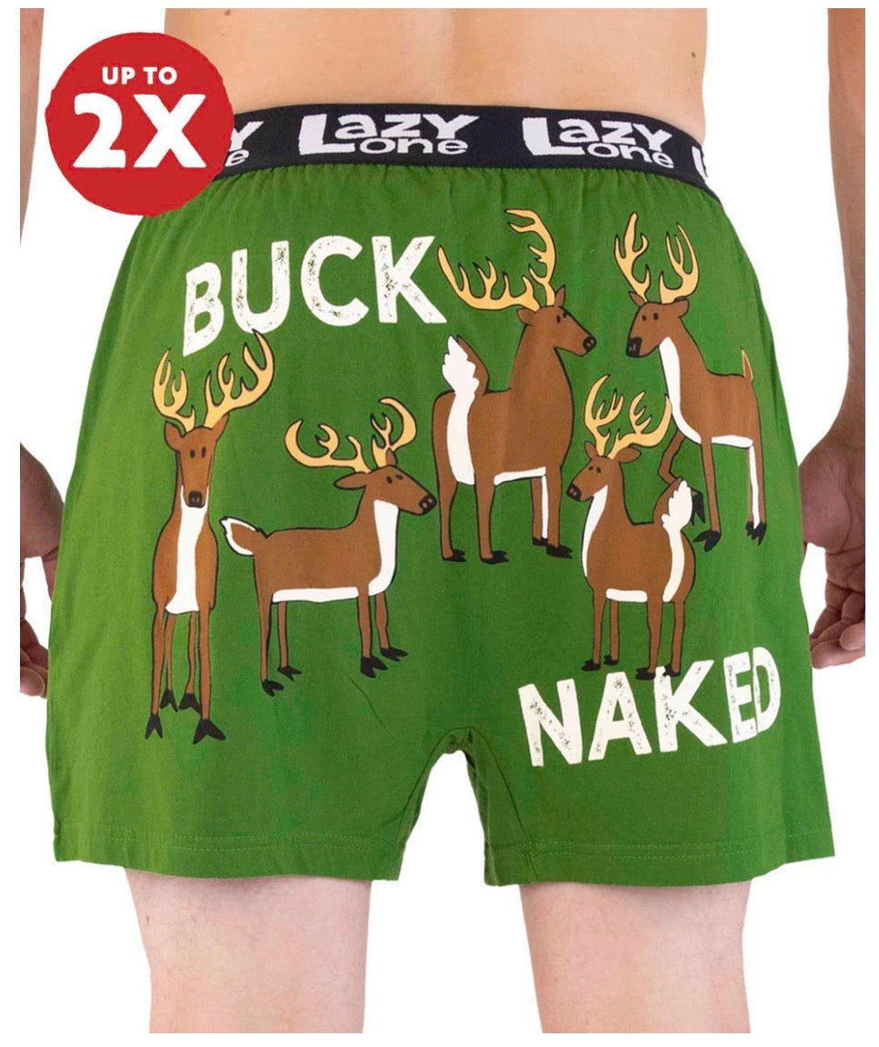 Buck Naked Green Men's Deer Funny Boxer