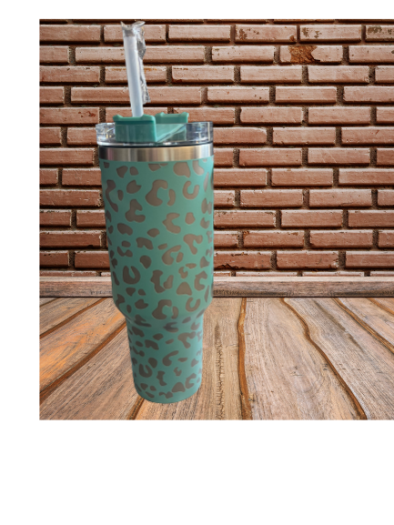 Teal Leopard Print 40oz Tumbler