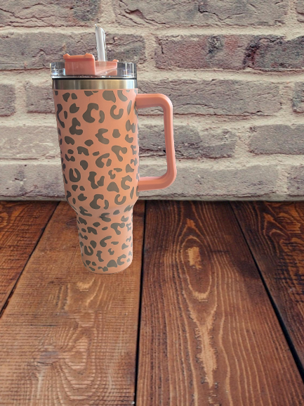 Peach Leopard Print 40 oz Tumbler