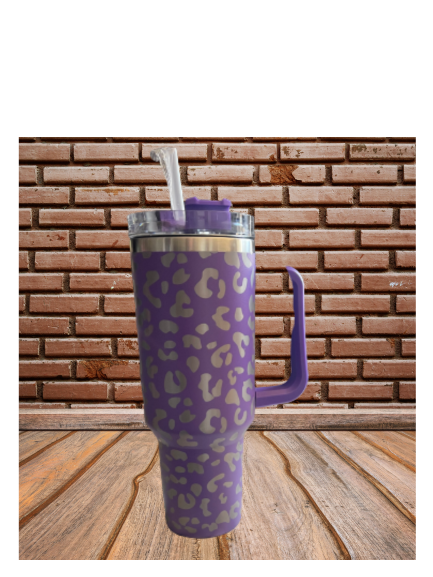 Purple Leopard Print 40oz Tumbler