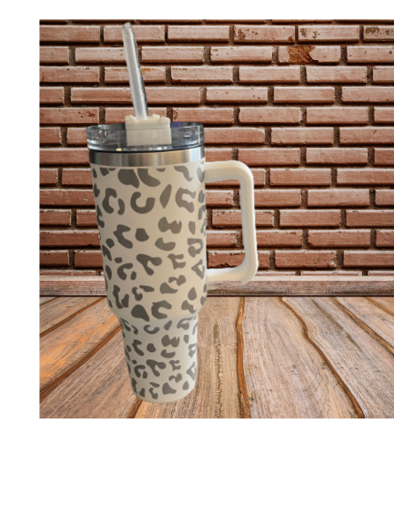 White Leopard Print 40 oz Tumbler